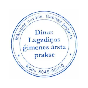 Colop Printer R40 zīmoga nospiedums, paraugs, ar informāciju par ģimenes ārsta praksi